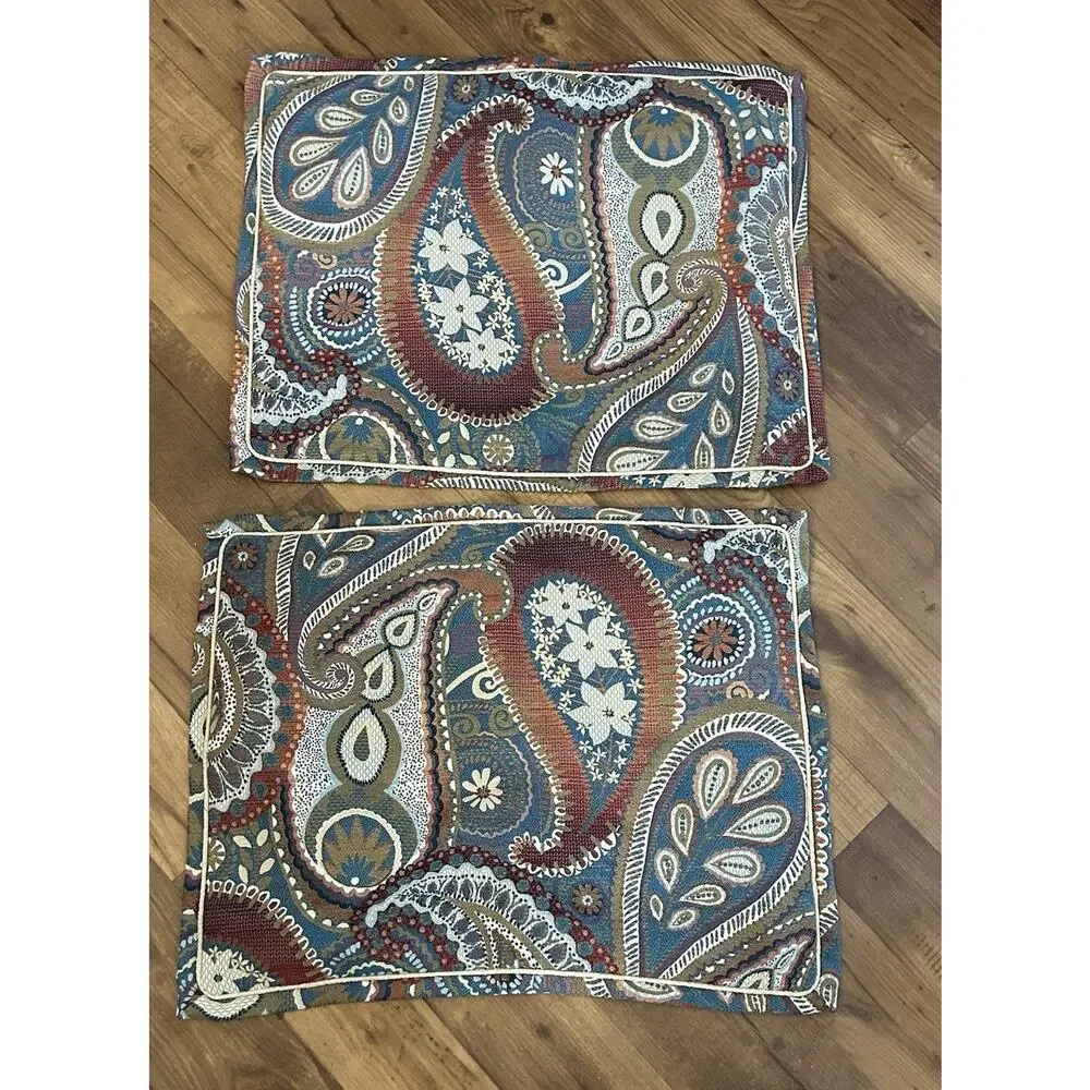 EUC Pier 1 Imports Earth Tones Paisley floral King Comforter Shams Retired